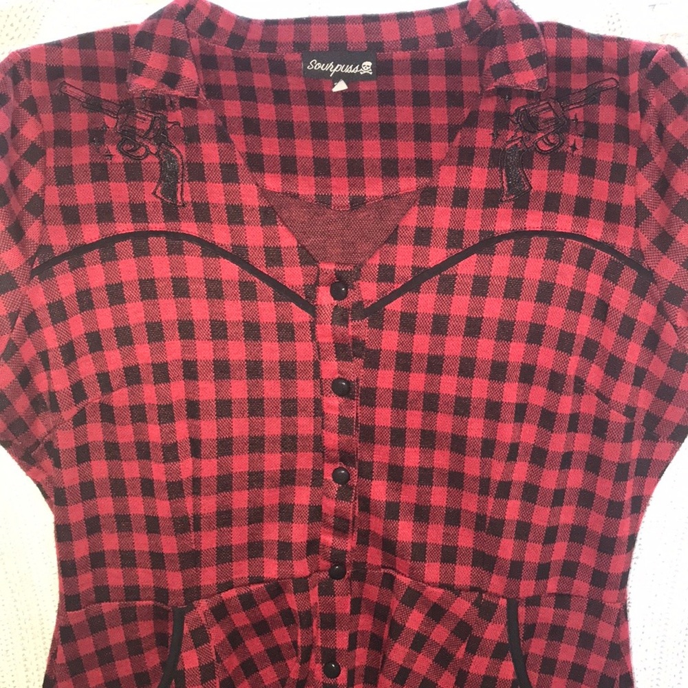 Sourpuss black & red checkered dress